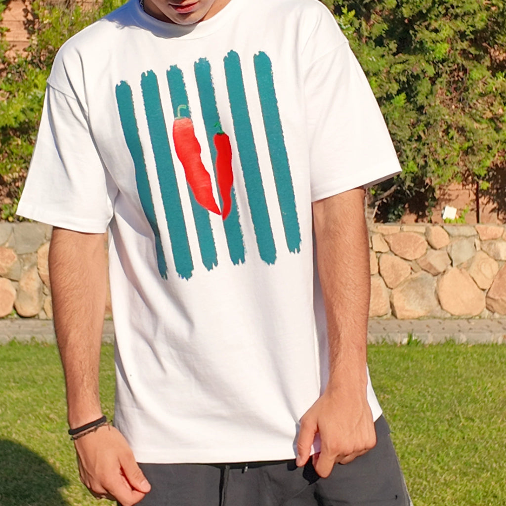 Polera Ají Rojo Oversize - TINTAmarPolera Ají Rojo OversizePoleraTINTAmarTINTAmarBlancoSPolera Ají Rojo Oversize