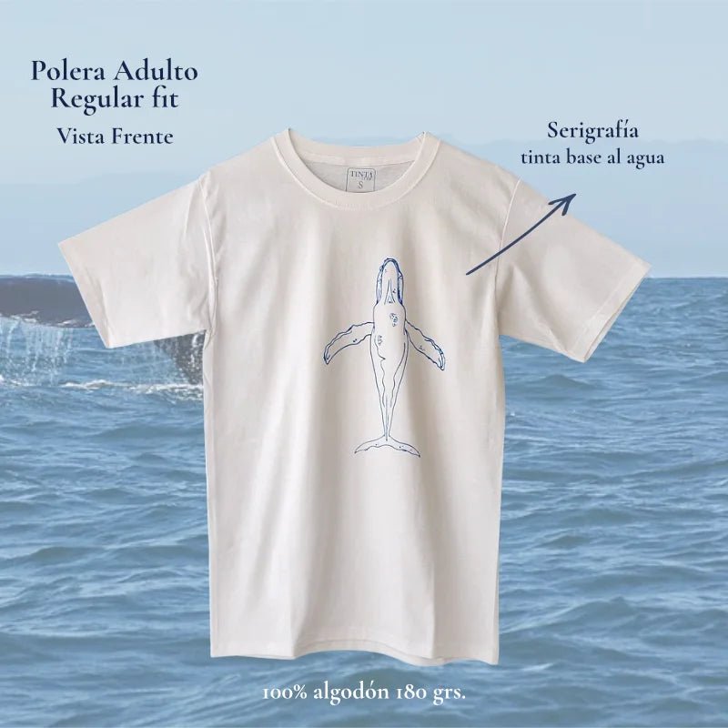 Polera Ballena adulto Regular Fit 100% algodón - TINTAmarPolera Ballena adulto Regular Fit 100% algodónPoleraTINTAmarTINTAmarBlancoSPolera Ballena adulto Regular Fit 100% algodón