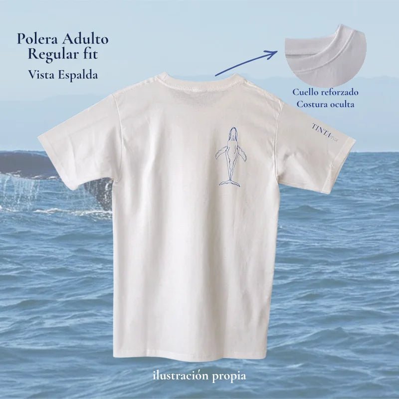 Polera Ballena adulto Regular Fit 100% algodón - TINTAmarPolera Ballena adulto Regular Fit 100% algodónPoleraTINTAmarTINTAmarBlancoSPolera Ballena adulto Regular Fit 100% algodón