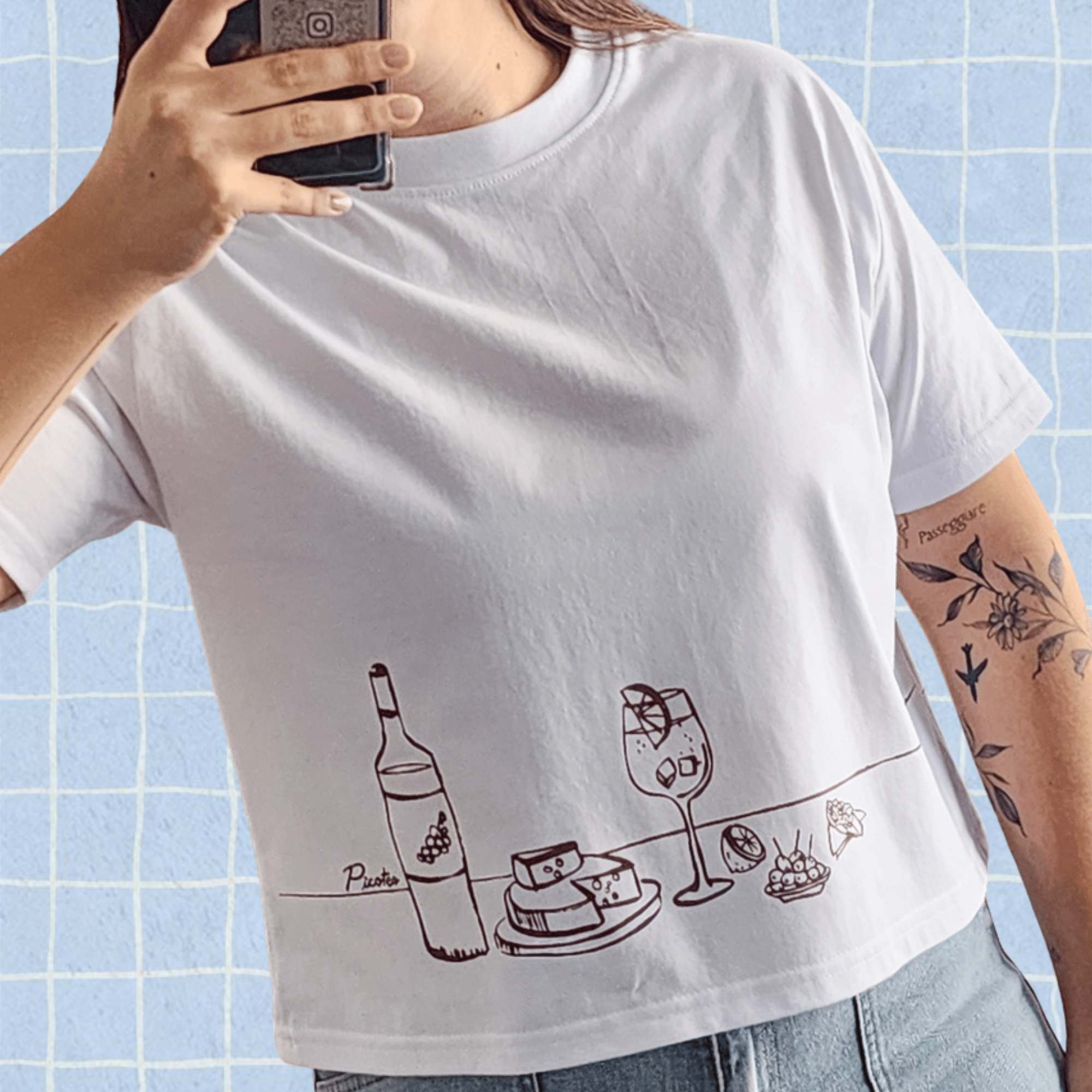 Polera Picoteo Croptop - TINTAmarPolera Picoteo CroptopPoleraTINTAmarTINTAmarBlancoSPolera Picoteo Croptop