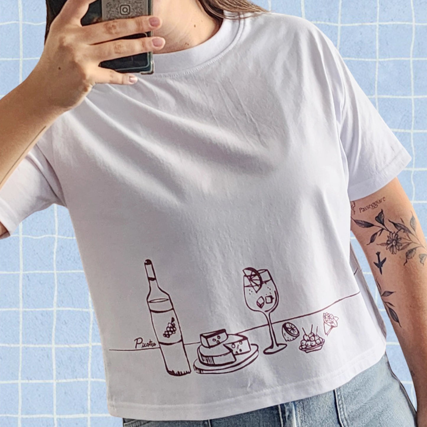 Polera Picoteo Croptop - TINTAmarPolera Picoteo CroptopPoleraTINTAmarTINTAmarBlancoSPolera Picoteo Croptop